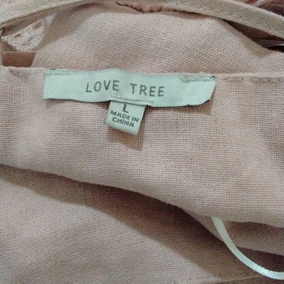 Love Tree Blush Pink Linen Midriff Cutout Slip Mini Dress Size L - Picture 3 of 3